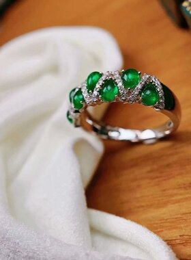 18K金配南非钻石镶女款0.925克拉天然祖母绿戒指真金真钻