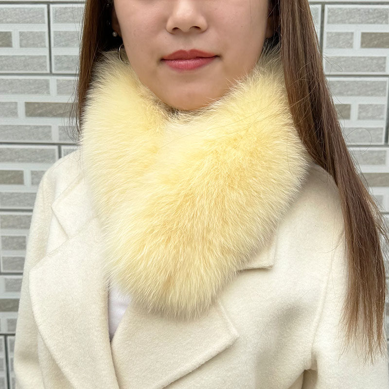 新款女秋冬狐狸双面毛围巾高级感韩系真皮草围脖吸扣百搭保暖护颈