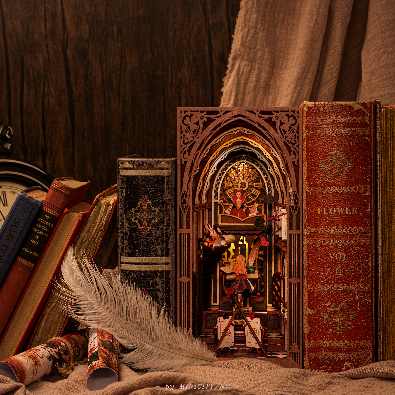 拼装DIY小屋积木微缩3D书立礼物