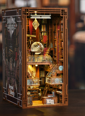 杰伊•沃克私人图书馆积木木质拼图书立diy小屋摆件小房子减压