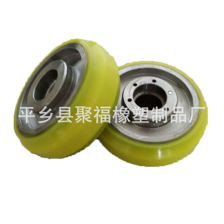 6203轴承包胶行走轮PU聚氨酯滚轮包胶127铁芯包胶弧形轮