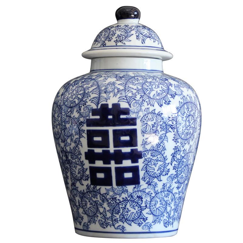 陶瓷新中式双喜字花瓶摆件客厅样板房博古架家居摆设装饰品图片
