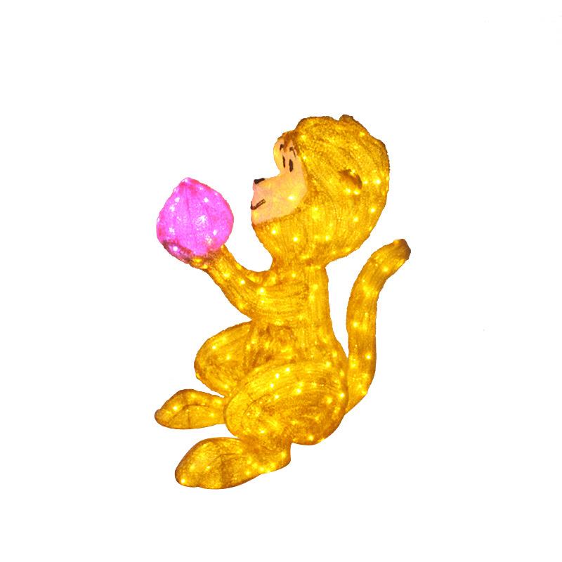 3D动物灯猴子献桃景观庭院灯LED滴胶动物造型灯