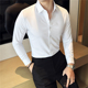 男长袖 韩版 修身 高级感竖条纹白色衬衫 休闲免熨烫刺绣男士 衬0130r