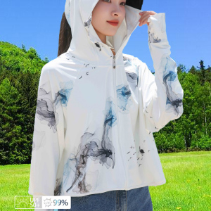 国风水墨画披肩斗篷防晒衣女春夏外套防紫外线皮肤衣服宽松短款潮