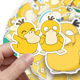 宝可梦可达鸭贴纸防水卡通儿童贴画皮卡丘图案装饰汽车水杯充电宝