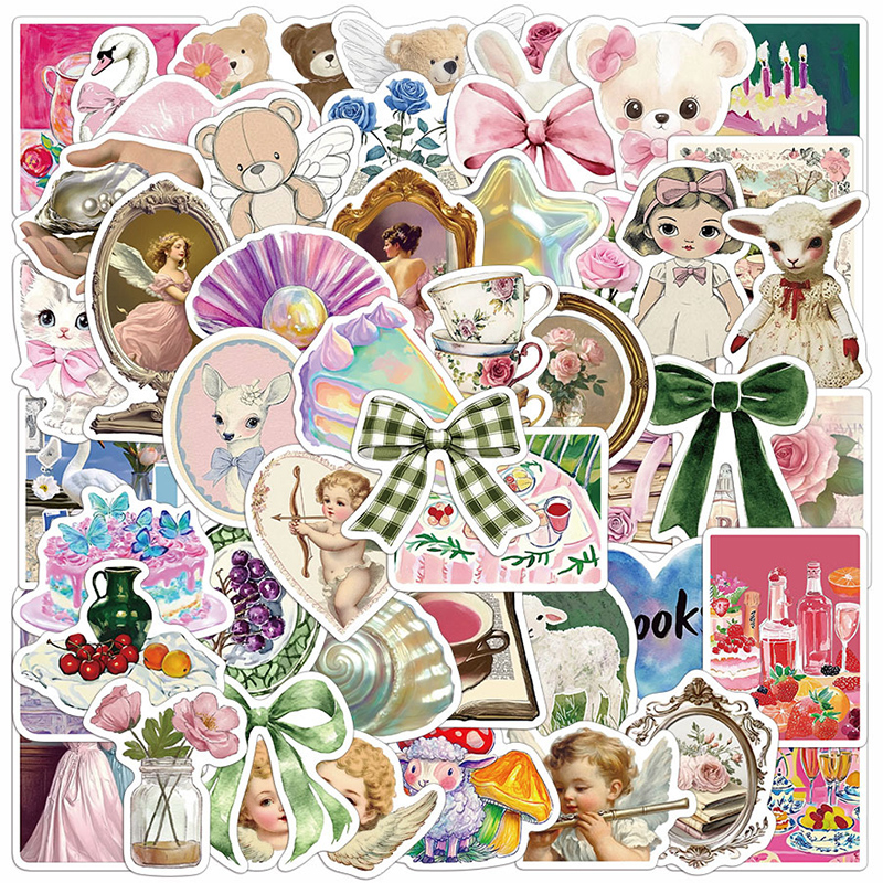 神秘粉色复古美学ins风贴纸高颜值高级感充电宝吉他ipad装饰贴画