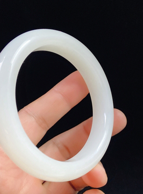 高货爆款纯天然新疆和田玉羊脂白手镯玉镯白玉镯子59圈口女款