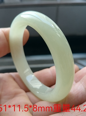 天然和田玉新疆若羌老坑黄口料手镯渐变色黄玉镯子51mm女款带证书