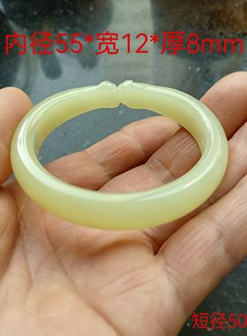 天然新疆和田玉若羌黄口料雕花猫爪贵妃手镯55mm玉镯女款带证书