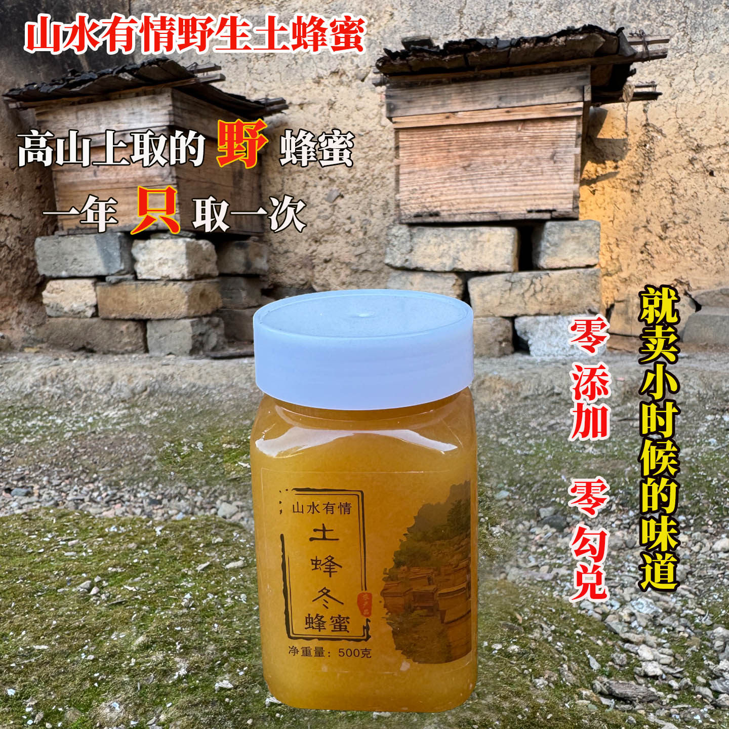 野生土蜂蜜高原正宗百花土蜂蜜农家自产成熟封盖野生蜜500g