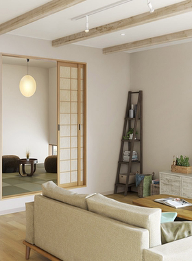 日本进口墙纸山月米色咖色草编纹理墙纸稻草纹和风墙纸满铺55275