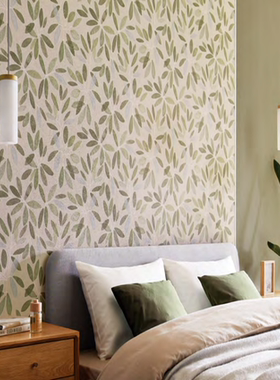日本进口墙纸tokiwa2024新款绿色树叶墙纸清晰卧室床头背景墙9071