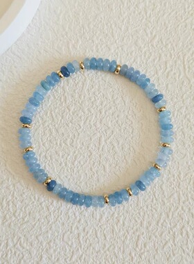 海蓝宝手链批发天然淡水珍珠原石水晶手串设计感百搭轻奢气质首饰