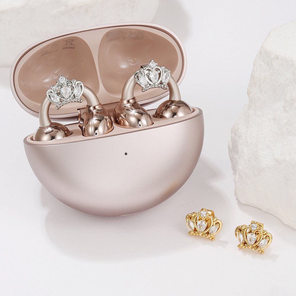 新款通用型FreeClip精致皇冠耳机钻扣可入盒夹扣小众时尚配饰