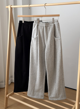 血亏清货！Row 女士抓绒厚实 宽松阔腿卫裤休闲裤高腰长裤潮流