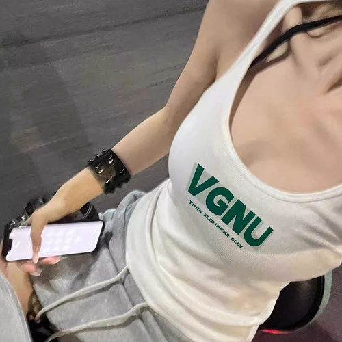 白色小吊带背心修身无袖t恤上衣