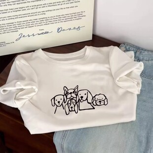 宽松显瘦卡通印花白色纯棉短袖 夏季 t恤上衣 今年流行女装 2026新款