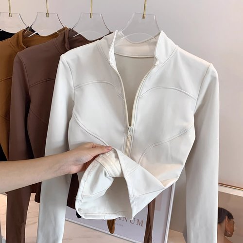 加绒修身秋冬款显瘦瑜伽外套上衣