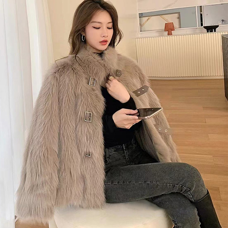 【小四粉丝专享】美拉德皮扣设计小香风毛冬季毛毛外套女28699#