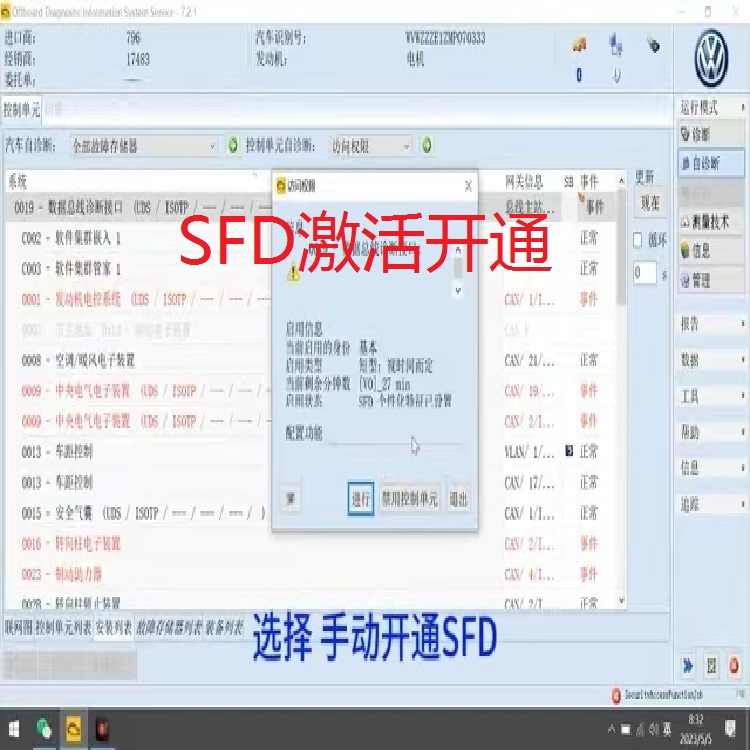 大众SFD奥迪SFD斯柯达SFD西雅特SFD在线启用手动开通全自动开通秒 汽车零部件/养护/美容/维保 其它服务 原图主图