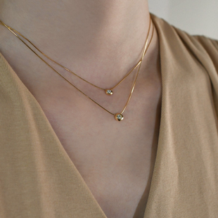 小气泡项链925纯银简约欧美ins冷淡风小圆球百搭锁骨链极简风女