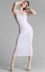 Maison Close法国进口弹力软顺光泽紧身长裙修身透连衣裙女王晚装