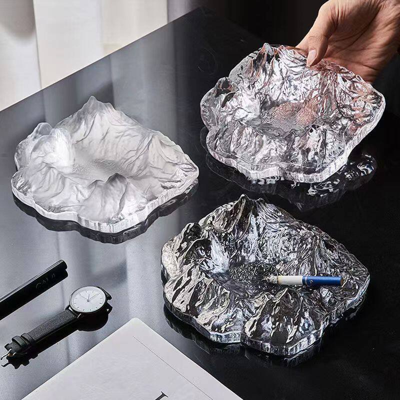 北欧风格轻奢家用客厅装饰玻璃冰山烟灰缸家居收纳礼品茶几