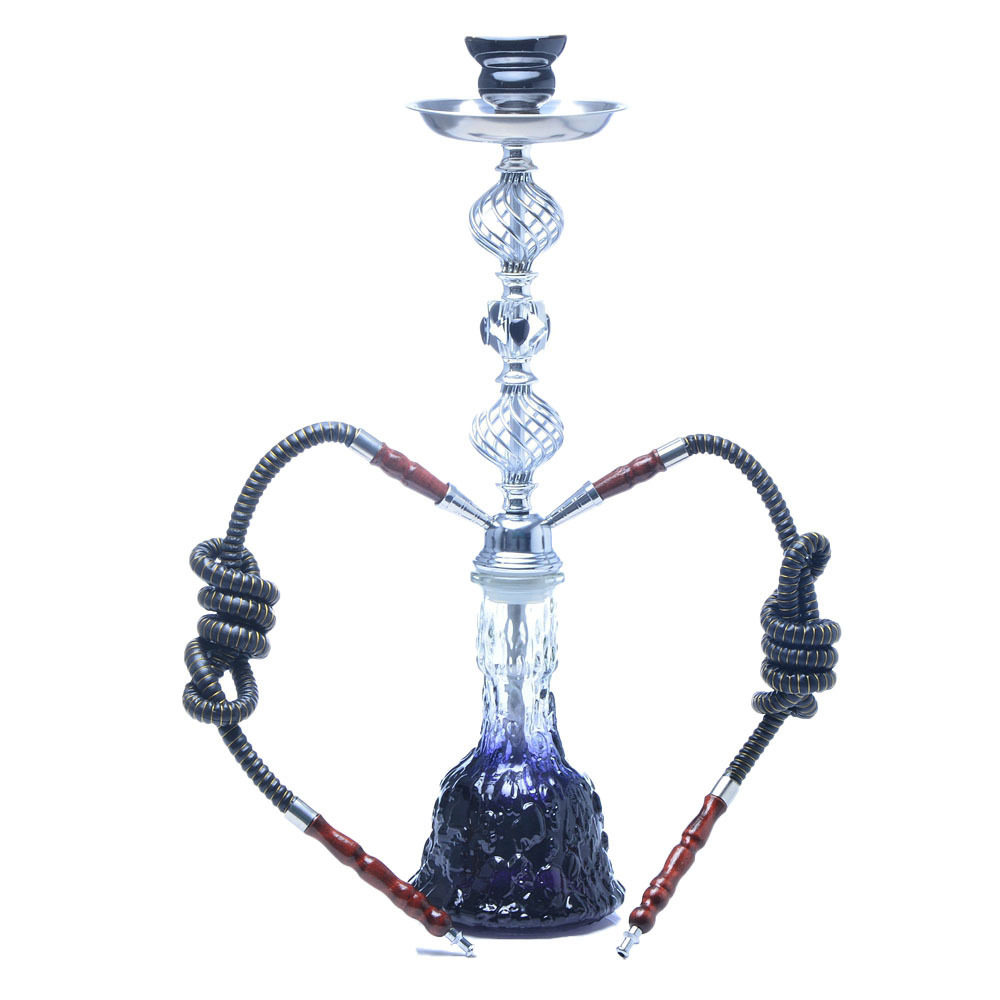 厂家现货高档细麻水晶玻璃水烟壶套装双管中号壶KTV酒吧烟具烟斗
