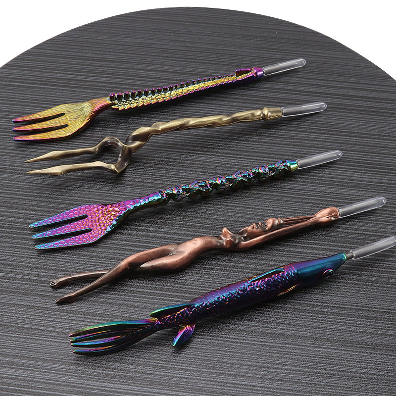 水烟配件叉子扎孔器 炫彩叉子加挑针二合一皮质包装套水烟叉