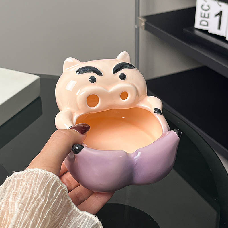 肥嘟嘟小猪陶瓷烟灰缸防飞灰烟盅家用客厅办公室创意装饰烟缸