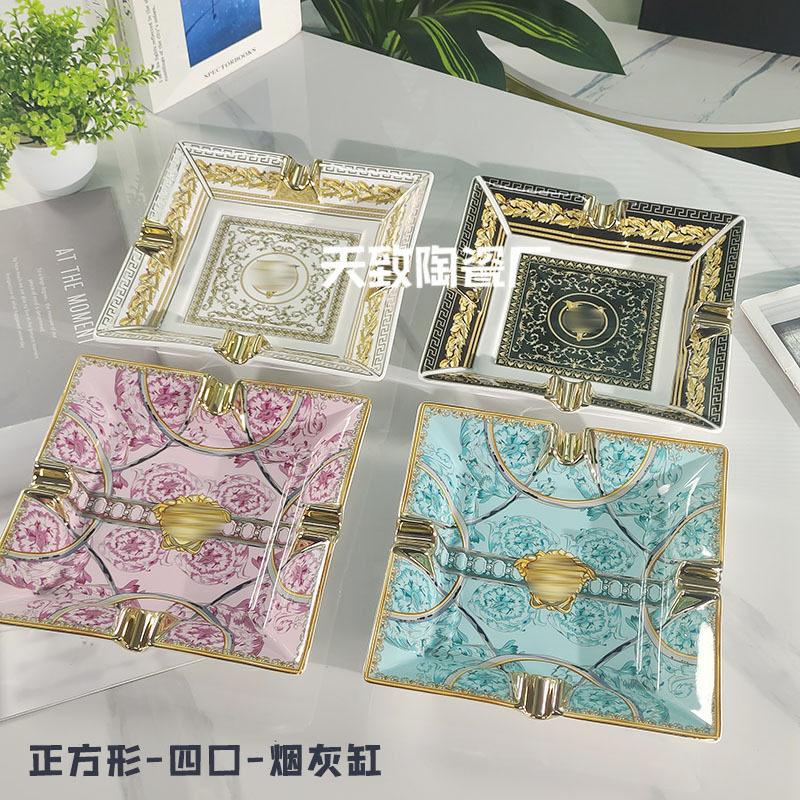 范家系列大中小号烟灰缸摆件家居粉色范家&黑色大v&金色大v&绿色