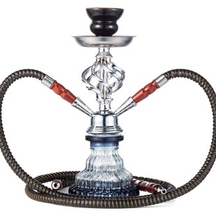 跨境货源阿拉伯水烟套装双管玻璃水烟壶货源水烟hookah