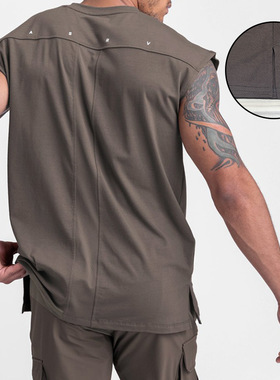 Mens gyms Tank compression Vest男背心运动速干纯色无袖t恤2025