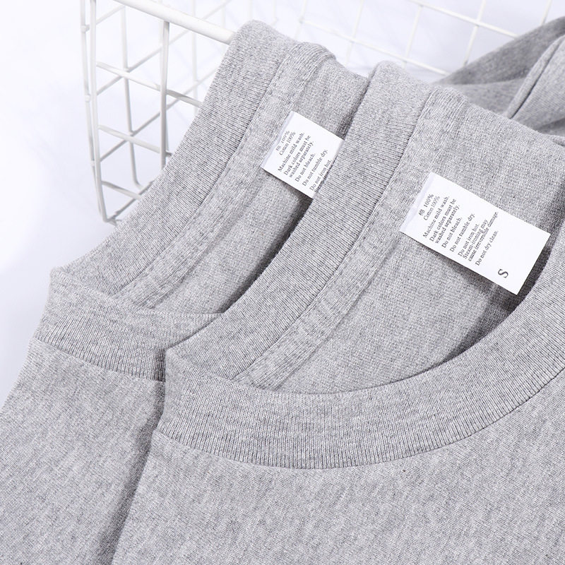 men cotton tshirt 250g灰色重磅精梳纯棉t恤美式情侣男女浅灰色