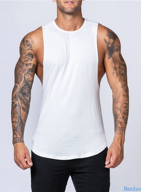 tanktop for gym man纯色纯棉宽松坎肩背心男健美健身singlet men