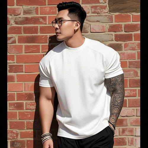 gym men tshirt新款男士运动休闲跑步锻炼健身纯色简约弹力宽松厚