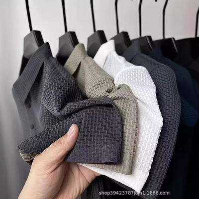 new men's business casual bone flower solid color polo shirt