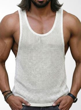 men's vest男装 新款白色打底针织衫 宽松健身运动背心sy0111man