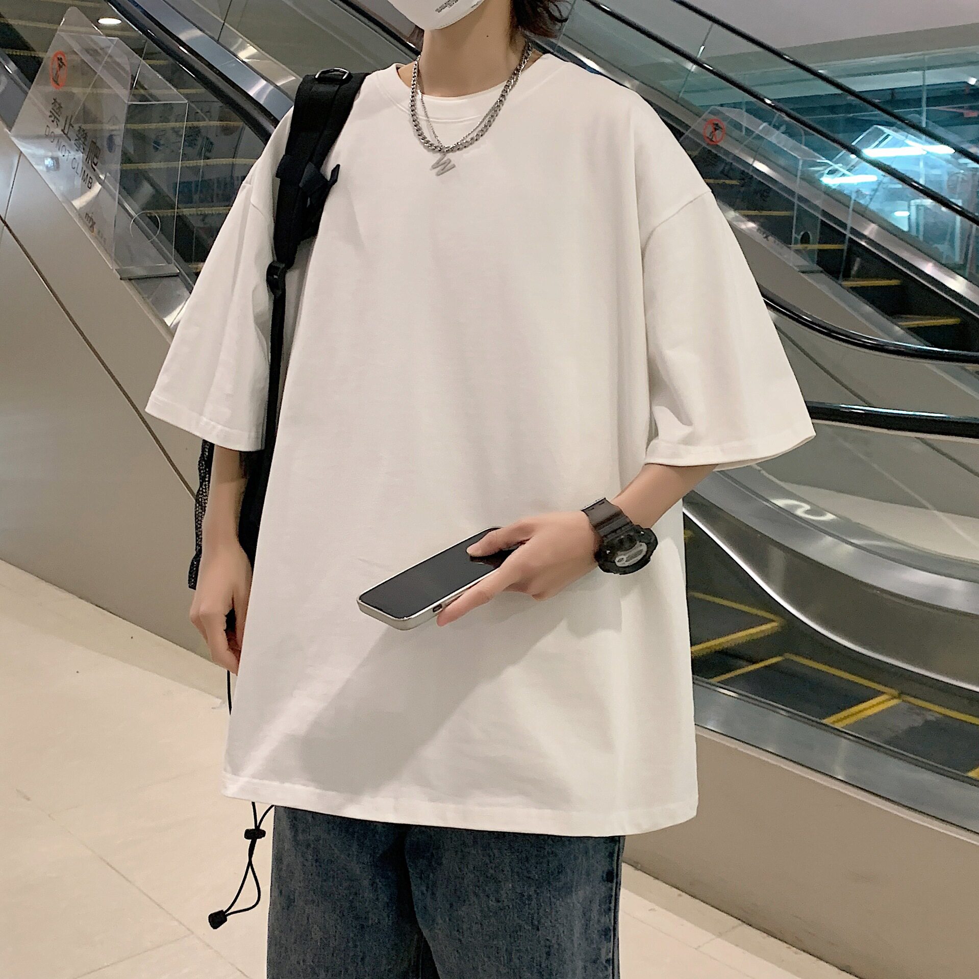men shirt tee tops versatile shirts man outfits220g重磅精梳