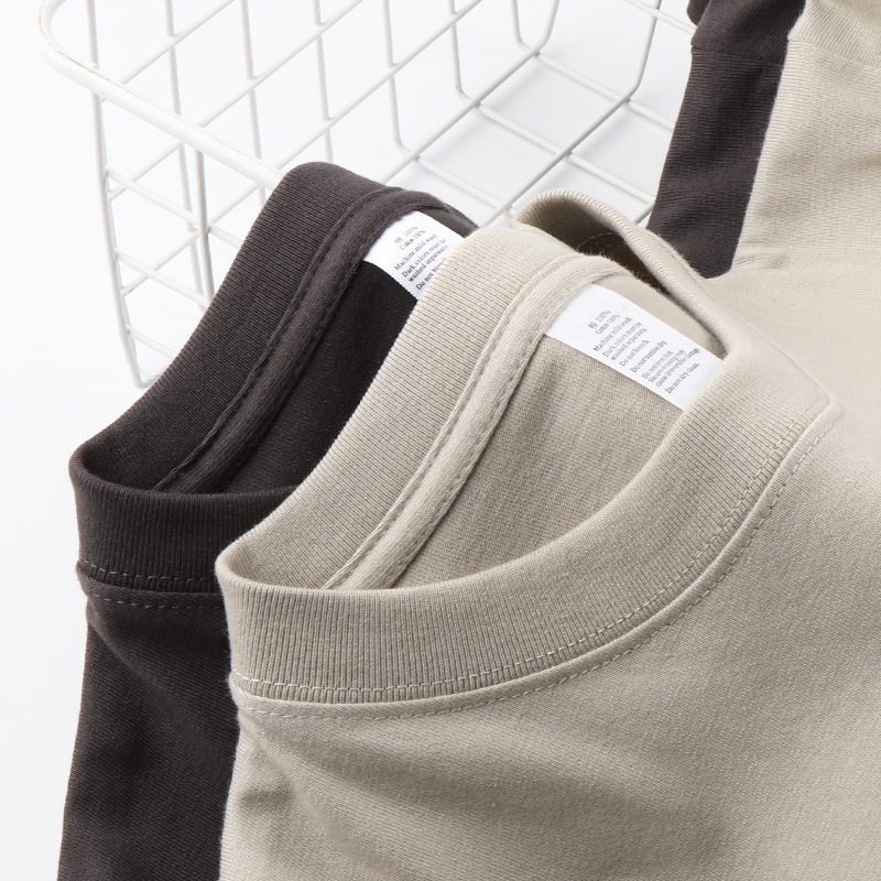 Men Cotton tShirt 250g正肩重磅深灰纯棉纯色短袖宽松男日系潮流