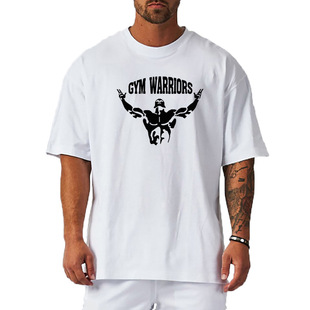 crossfit tshirt for men gym纯棉短袖男 夏季220克宽松t恤健身