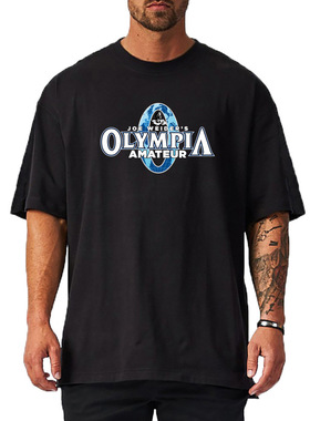 men gym tshirt man crossfit t-shirt奥赛健身短袖纯棉240克大码