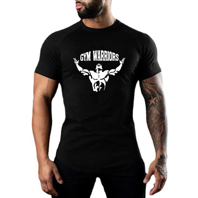 gym crossfit tshirt健身运动t恤 男士健美紧身衣肌肉男训练速干
