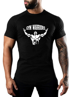 gym crossfit tshirt健身运动t恤 男士健美紧身衣肌肉男训练速干