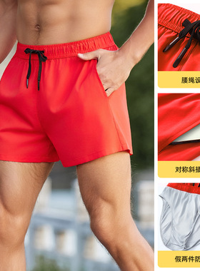 men compression shorts跑步运动短裤 男款防走光假两件户外宽松