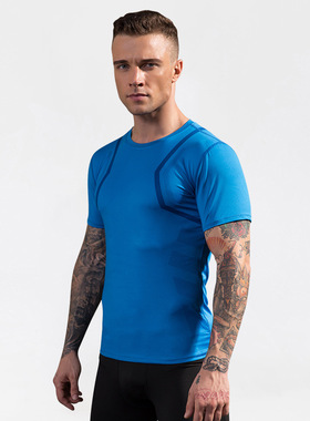 Mens Gym Compression tShirts Man t-shirt Tops男士健身短袖T恤