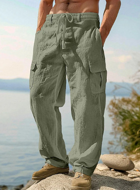 men's Pants新款男士四薄款透气工装多口袋宽松休闲潮流阔腿裤