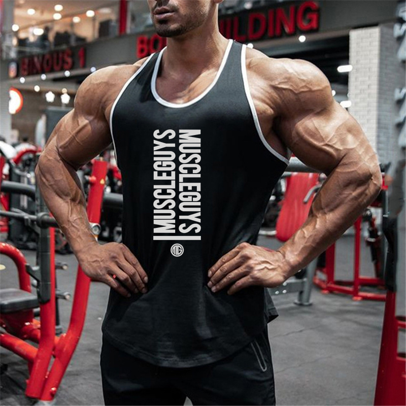 crossfit vest men Gym tank男士健身背心肌肉训练服健美U领上衣