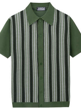men's t-shirts冰爽丝男士提花针织衫休闲开衫短袖polo衫男装上衣